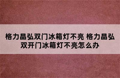 格力晶弘双门冰箱灯不亮 格力晶弘双开门冰箱灯不亮怎么办